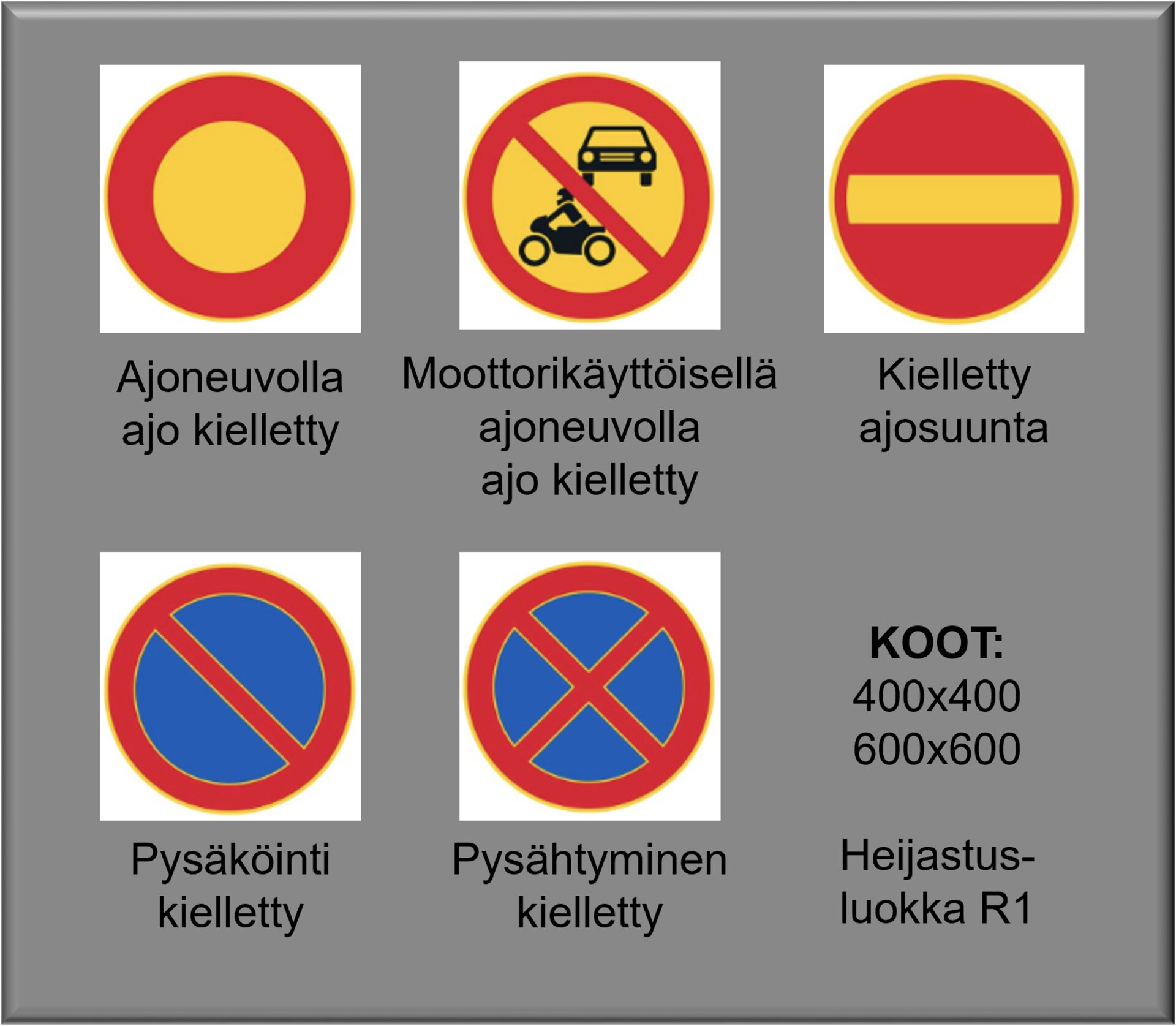 Tavallisimmat liikennemerkit kiinteistöille